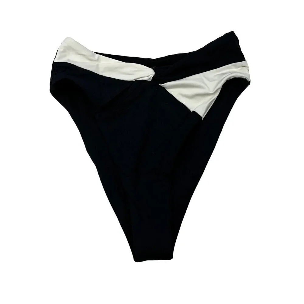L*Space Women’s Nancy Lee Bikini Bottom Bitsy Cut Black/Ivory Sz XS New